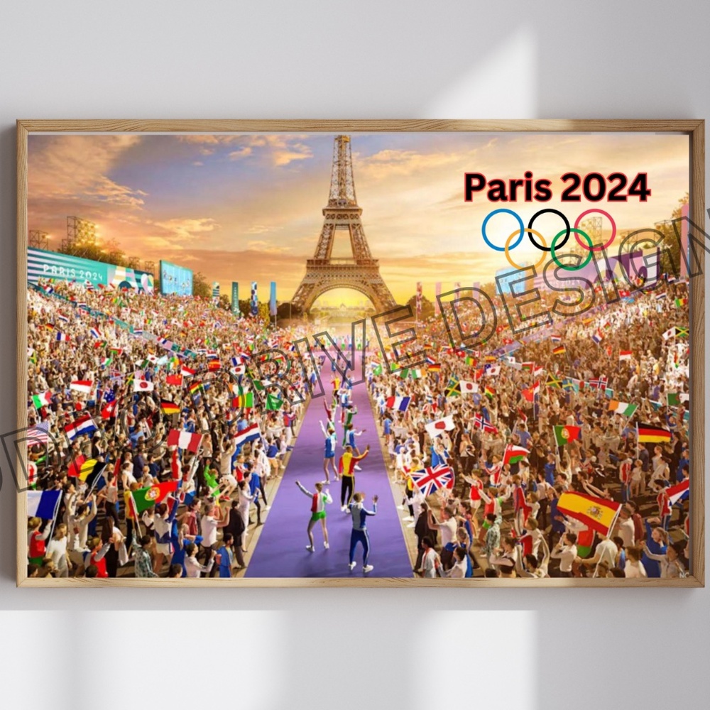 PARIS Summer Olympics Art Print  17X11 WALL ART